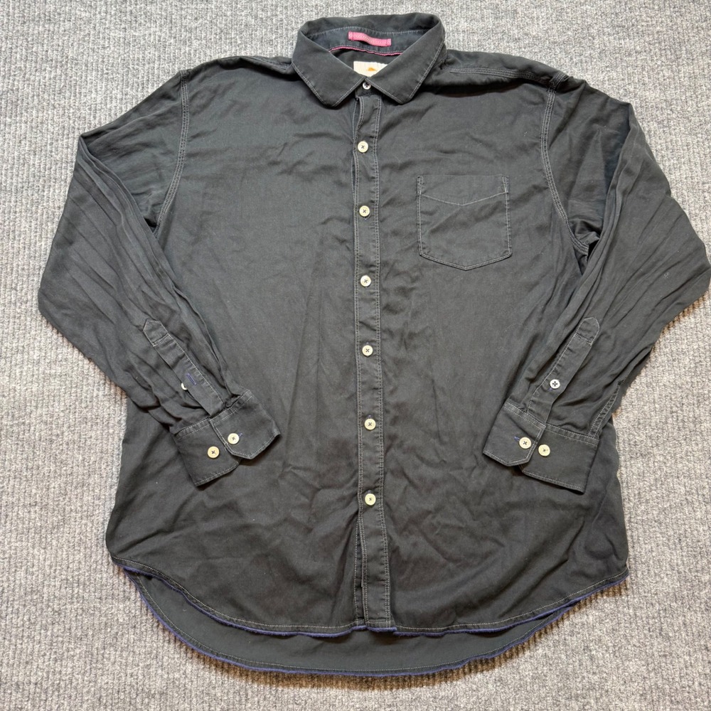 Tommy Bahama Mens XXL Black Button Down Shirt Long Sleeve Casual Pocket